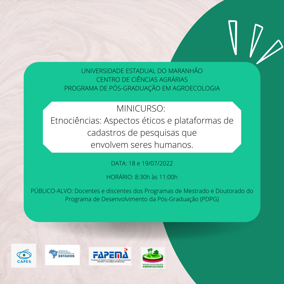 MINICURSO ETNOCIÊNCIAS: ASPECTOS ÉTICOS E PLATAFORMAS DE CADASTROS DE PESQUISAS QUE ENVOLVEM SEREM HUMANOS