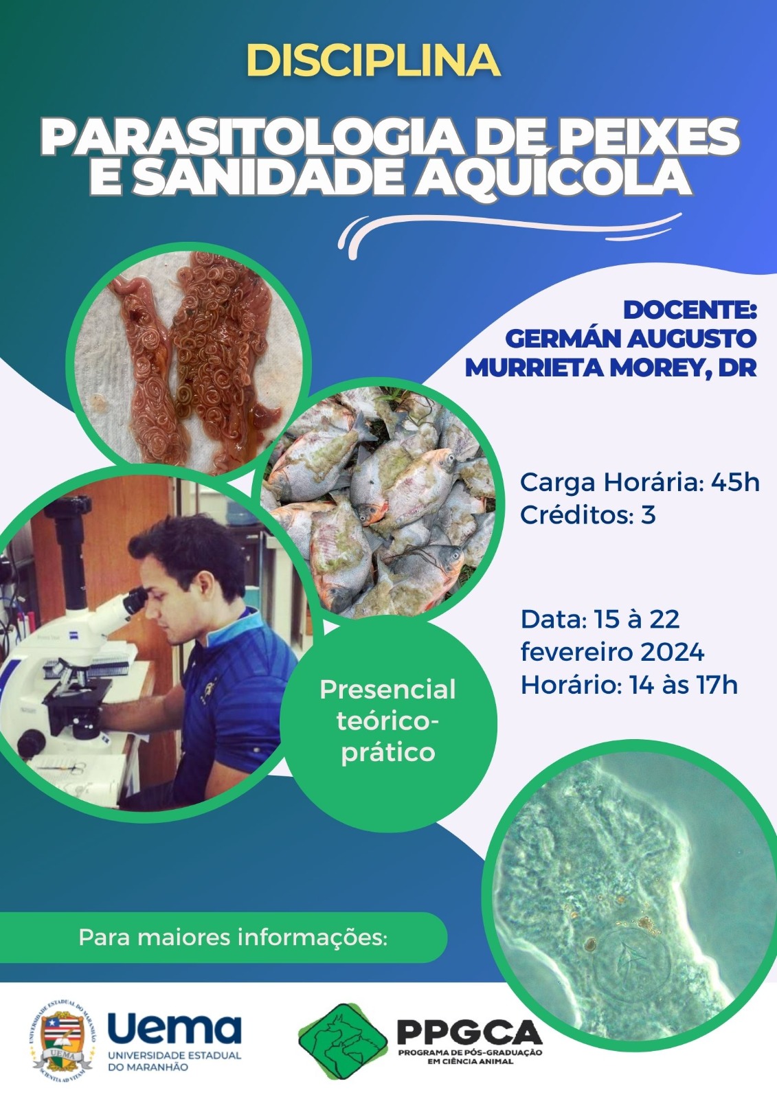 Disciplina – Parasitologia de Peixes e Sanidade Aquícola